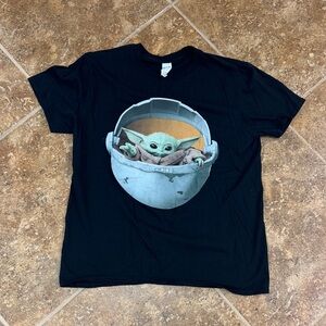Black T-Shirt with Baby Yoda Graphic